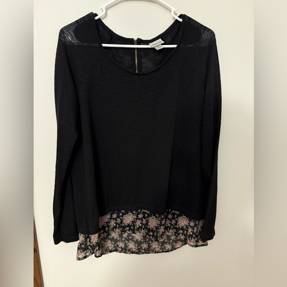 Mossimo Supply Co. Black Blouse with Floral Detail